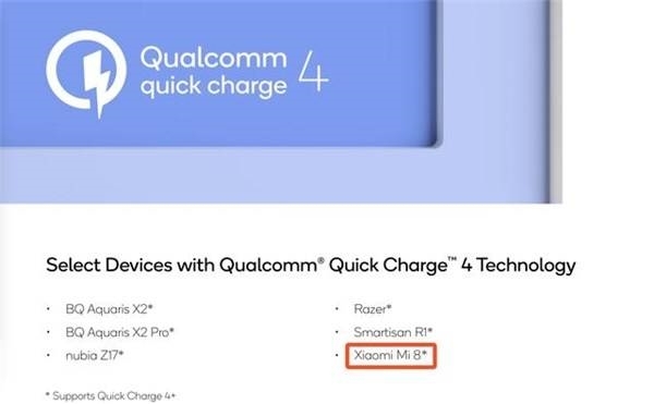 Siêu phẩm Xiaomi Mi 8 sẽ được trang bị công nghệ sạc nhanh mới nhất từ Qualcomm