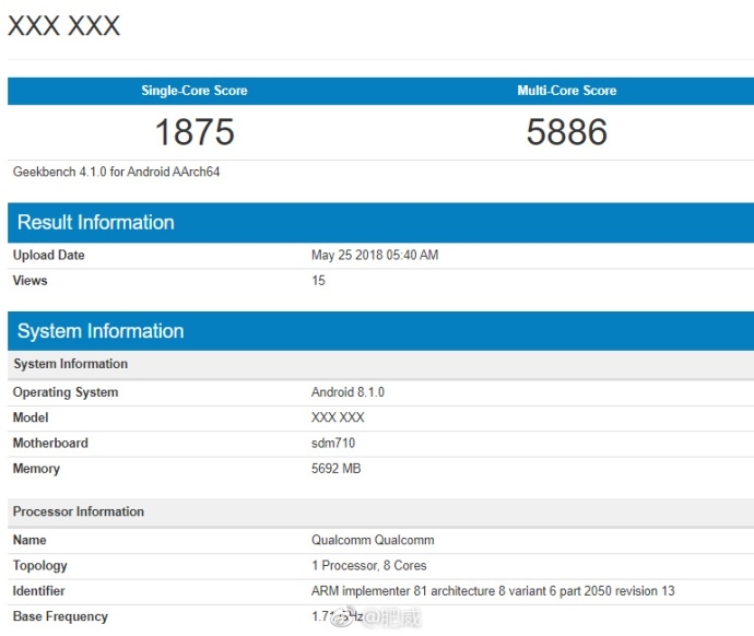 Snapdragon 710 xuất hiện trên GeekBench với số điểm ấn tượng Snapdragon 710 xuất hiện trên GeekBench với số điểm ấn tượng