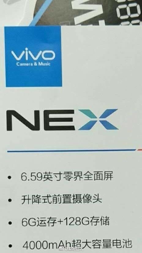Cấu hình Vivo NEX: Camera pop-up, RAM 6GB, chip Snapdragon 845