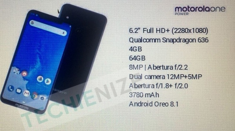 Lộ toàn bộ cấu hình của Motorola One Power: Camera kép, chip Snapdragon 636