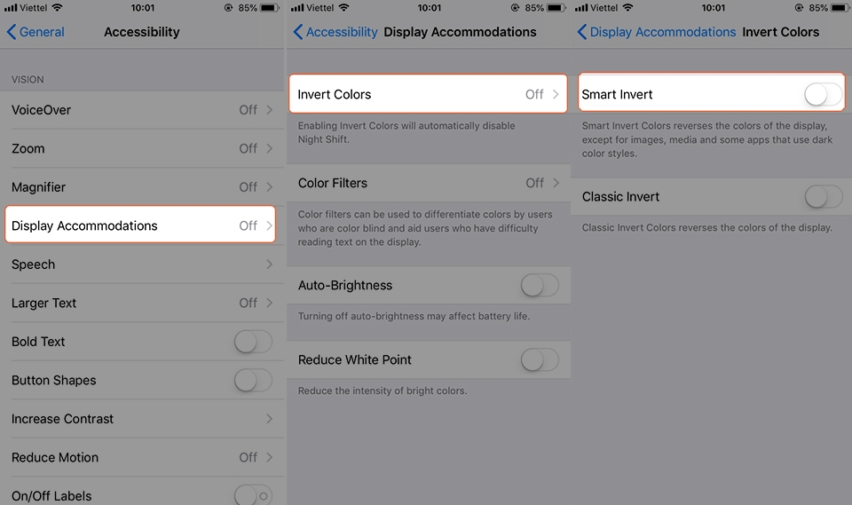Hướng dẫn kích hoạt chế độ “Dark Mode” trên iOS 12 (Ảnh 3)