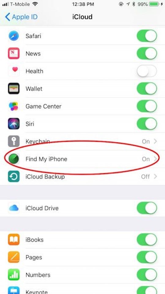Kích hoạt Find My iPhone.