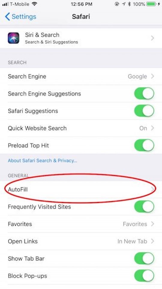 Tắt tính năng AutoFill.
