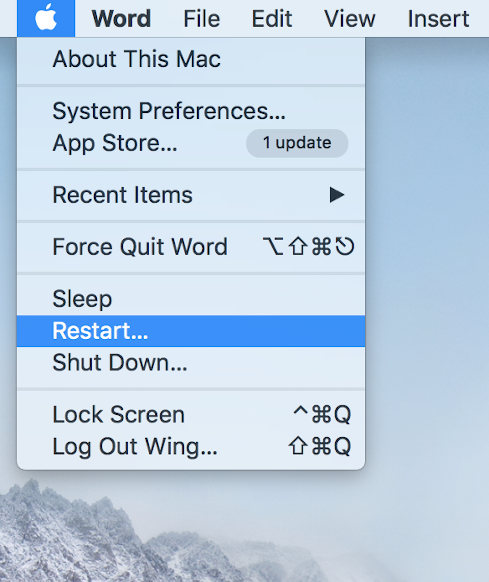 Cách khắc phục lỗi ứng dụng bị đứng trên máy tính Mac Khởi động lại máy tính.