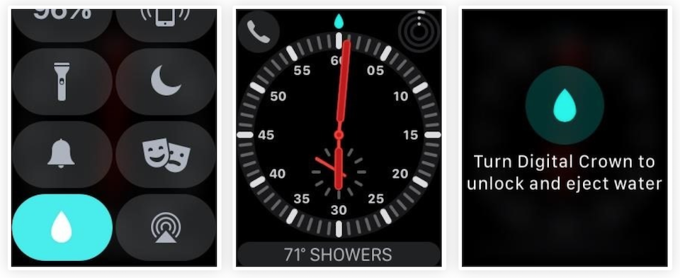 Cách loại bỏ nước khỏi loa trên đồng hồ thông minh Apple Watch Tìm đến tính năng Water Lock trong giao diện Control Center.