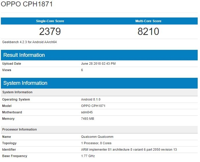 Xuất hiện một smartphone OPPO bí ẩn dùng chip Snapdragon 845, RAM 8GB Xuất hiện một smartphone OPPO bí ẩn dùng chip Snapdragon 845, RAM 8GB