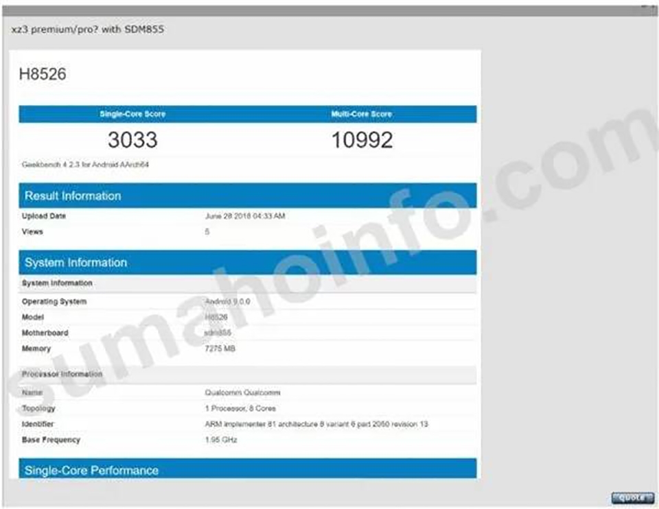 Sony H8526 lộ diện trên Geekbench
