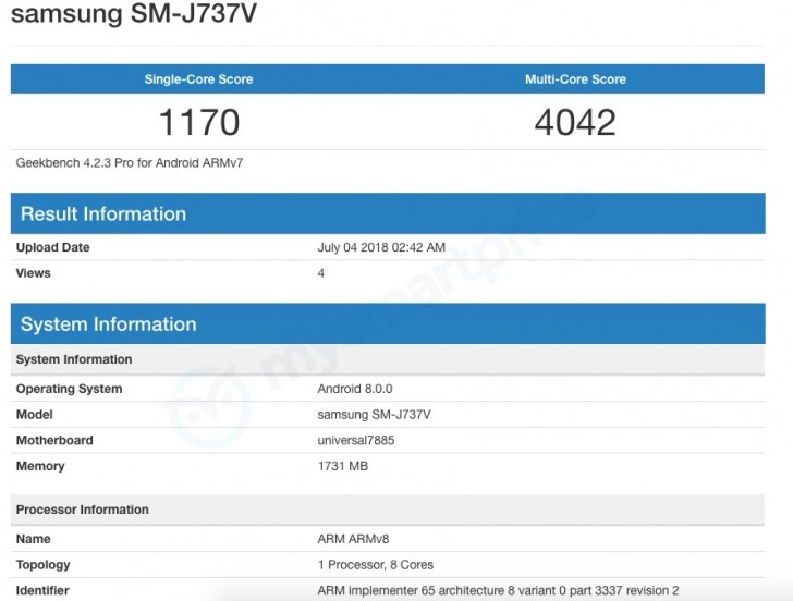 Galaxy J7 Aero rò rỉ cấu hình Galaxy J7 Aero rò rỉ cấu hình