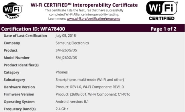 Smartphone Samsung chạy Android One đạt chứng nhận Wi-Fi (ảnh 1)