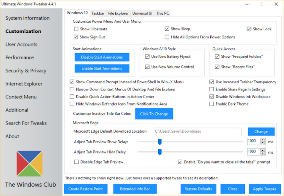 5 công cụ sửa lỗi Windows miễn phí mà bạn nên dùng Công cụ Ultimate Windows Tweaker.
