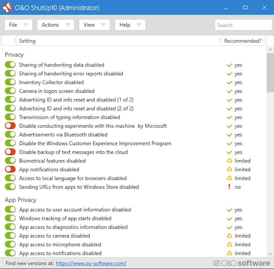 5 công cụ sửa lỗi Windows miễn phí mà bạn nên dùng Công cụ O&O ShutUp10.