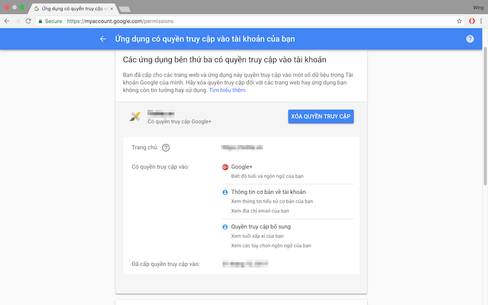 Cách xóa quyền truy cập của bên thứ 3 vào tài khoản Gmail Các quyền truy cập thông tin của dịch vụ.