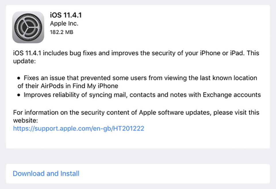 Apple phát hành iOS 11.4.1