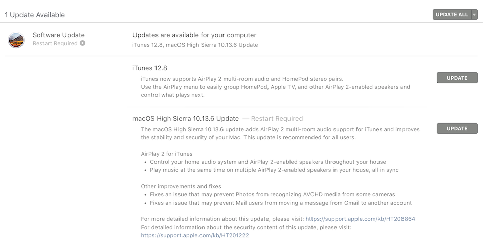 Người dùng đã có thể cập nhật macOS High Sierra 10.13.6 ngay từ hôm nay.