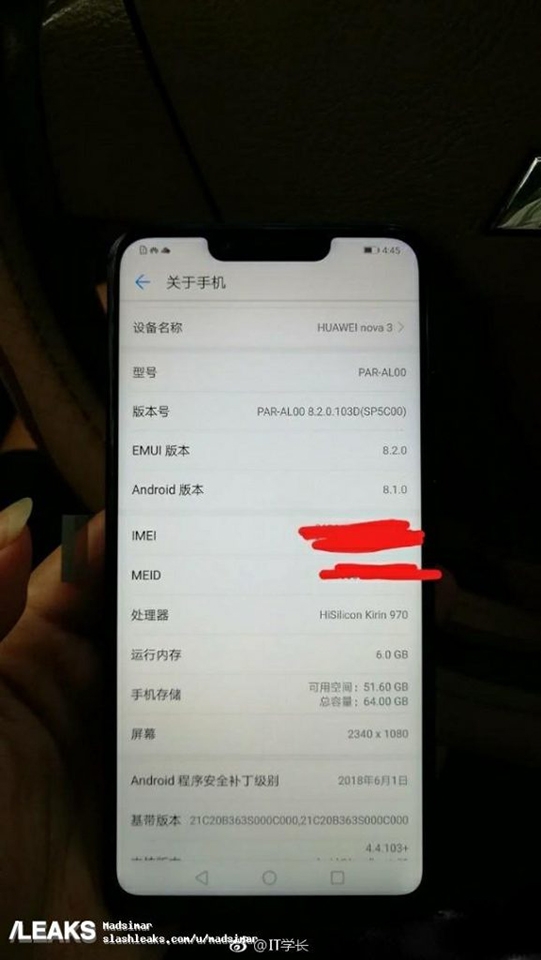 Lộ ảnh thực tế Huawei Nova 3