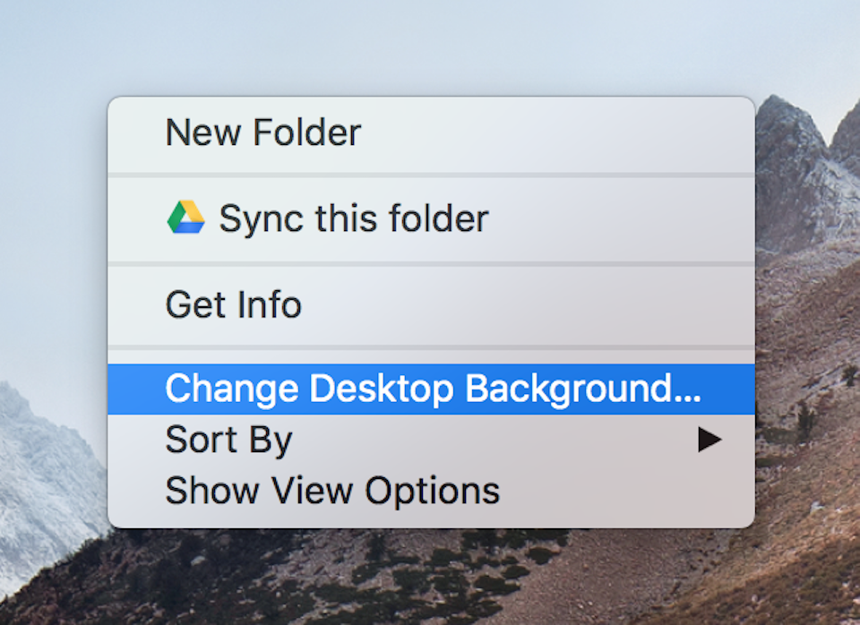 Hướng dẫn tải và cài đặt hình nền macOS Mojave miễn phí Nhấn chọn Change Desktop Background.