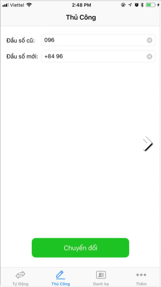 Người dùng có thể đổi đầu số theo kiểu thủ công.