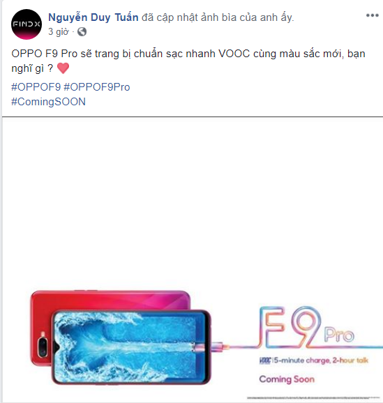 OPPO F9 Pro sẽ hỗ trợ sạc nhanh VOOC (ảnh 2)