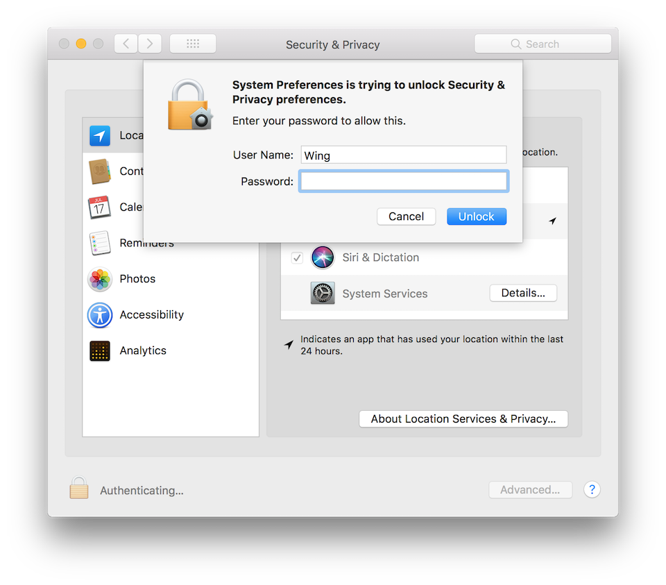 Cách xem và ngừng cấp quyền truy cập thông tin trên máy tính Mac Nhấn chọn ổ khóa, nhập mật khẩu và tiến hành bỏ chọn các quyền truy cập dữ liệu tùy theo ý muốn của bạn.