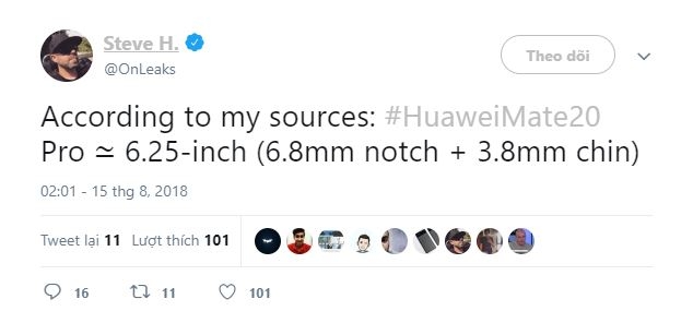 Huawei Mate 20 Pro có viền dưới mỏng hơn cả iPhone X (ảnh 1)