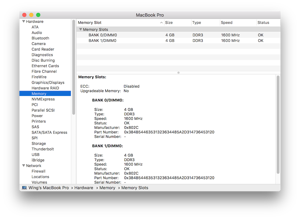 Cách kiểm tra bộ nhớ RAM trên máy tính Mac đơn giản nhất Trong phần Memory, người dùng có thể xem chi tiết các thông tin của RAM.