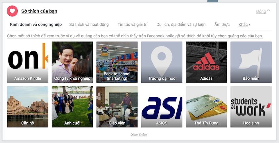 Đây là những chủ đề mà bạn yêu thích trên Facebook.