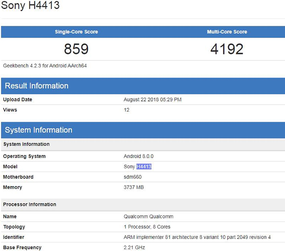 Xperia XA3 xuất hiện trên Geekbench