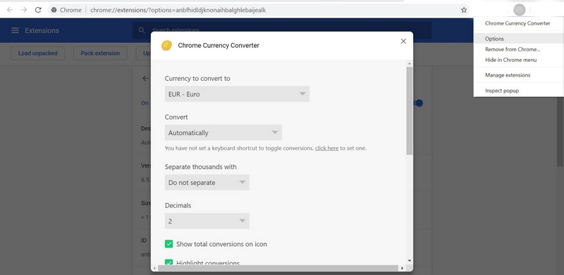 Chrome Currency Converter
