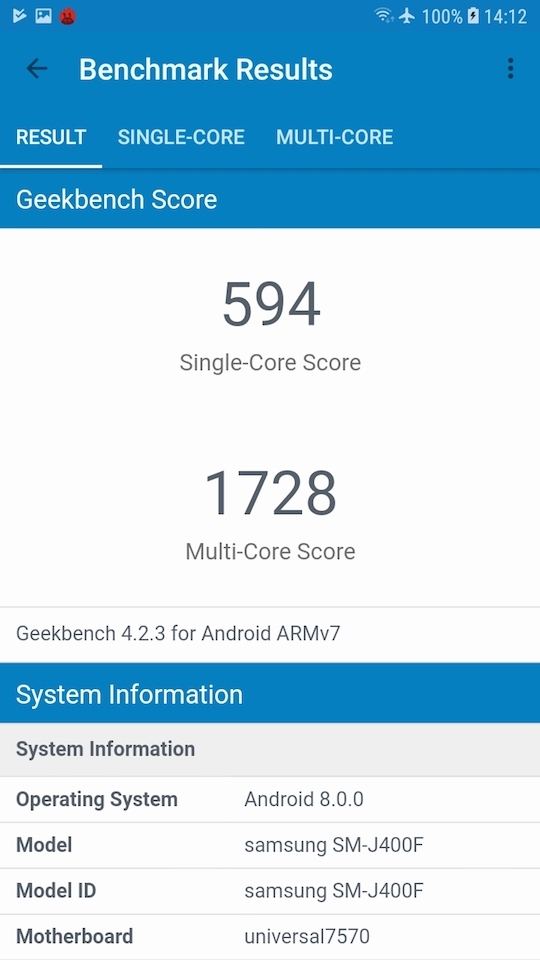 Điểm số khi đo bằng phần mềm Geekbench.