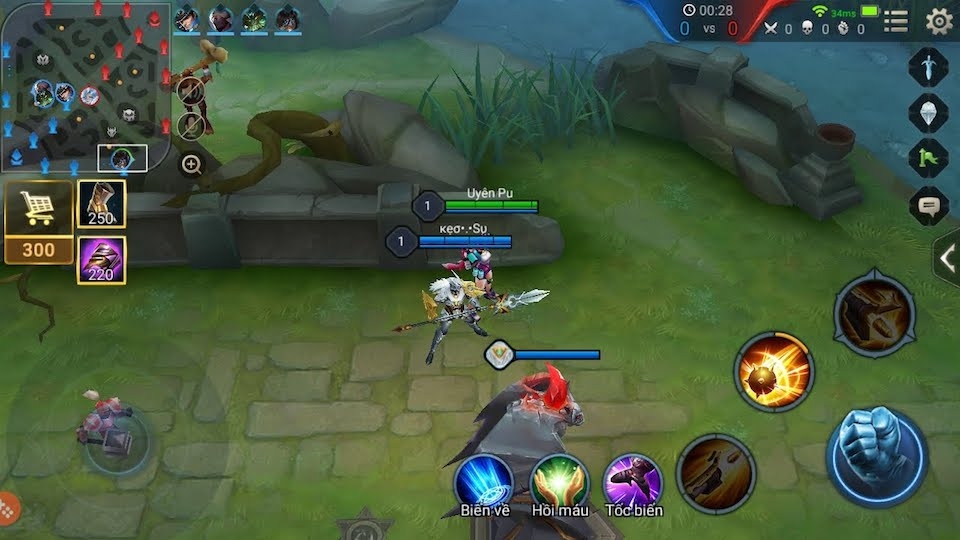 Máy chơi tốt Liên Quân Mobile và thể hiện rõ nét các hiệu ứng combat.