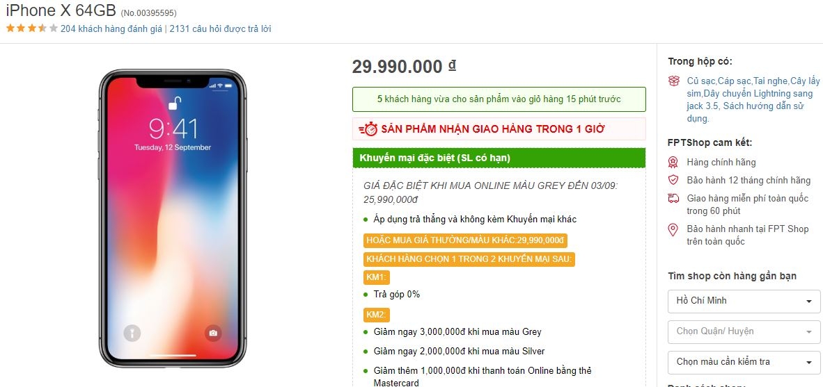 HOT: iPhone X 64GB bất ngờ giảm giá cực sốc tại FPT Shop