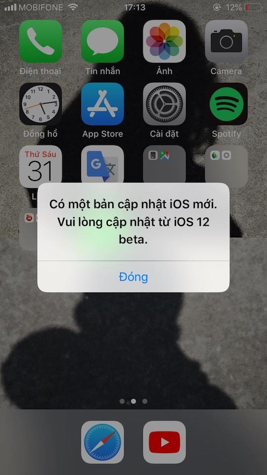 Khắc phục lỗi hiển thị thông báo cập nhật hệ điều hành iOS 12 Thông báo yêu cầu cập nhật hệ điều hành liên tục xuất hiện.