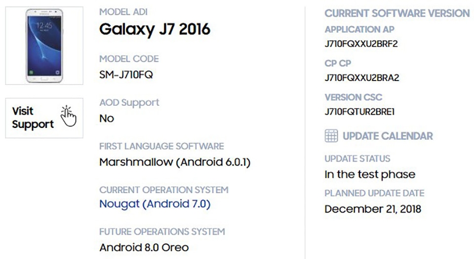 Galaxy J7 (2016) sắp được lên đời Android Oreo Galaxy J7 (2016) sắp được lên đời Android Oreo