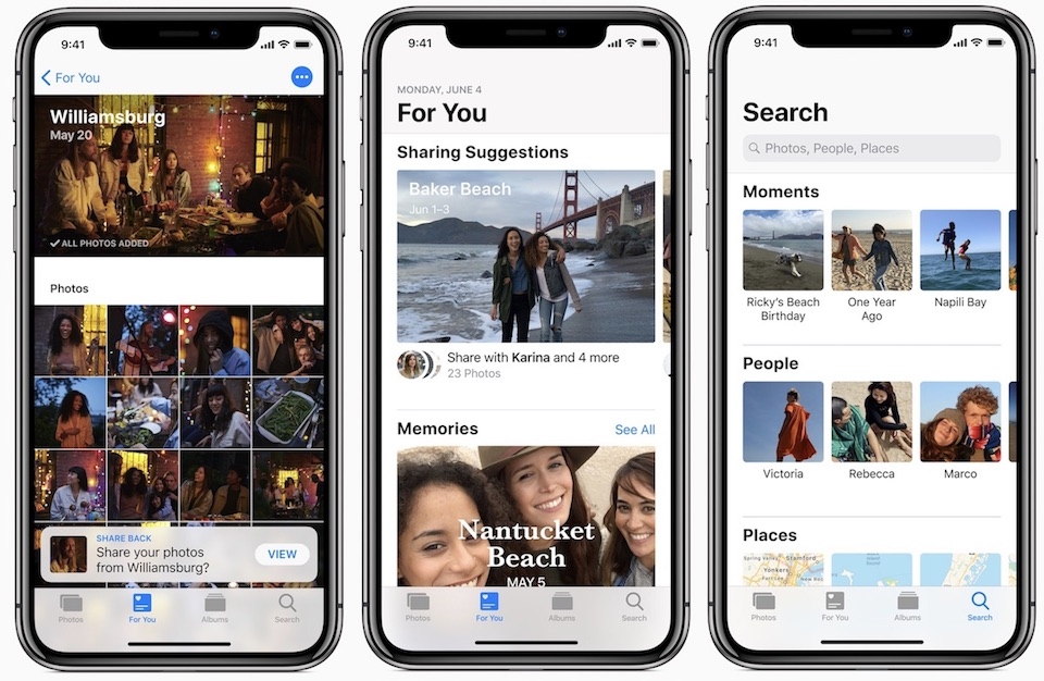 Mục "Dành cho bạn" trong ứng dụng Photos trên iOS 12.