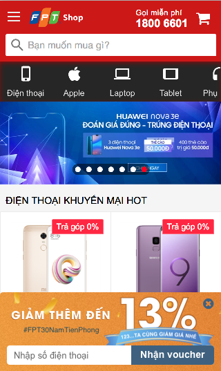 FPT 30 năm tiên phong Mừng "FPT 30 năm tiên phong", FPT Shop giảm khủng đến 13%