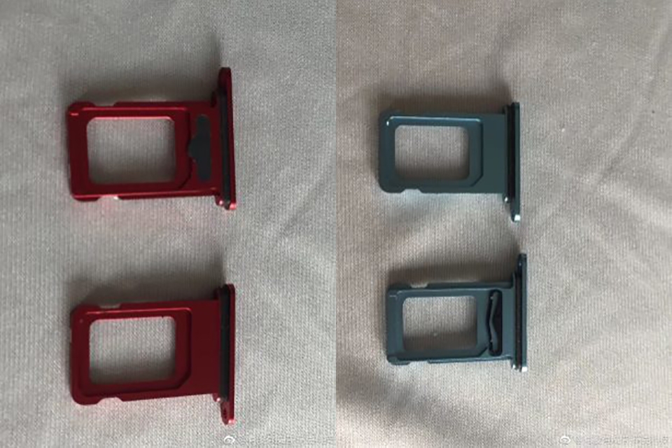 Khay SIM màu đỏ và xanh của iPhone XC Khay SIM màu đỏ và xanh của iPhone XC