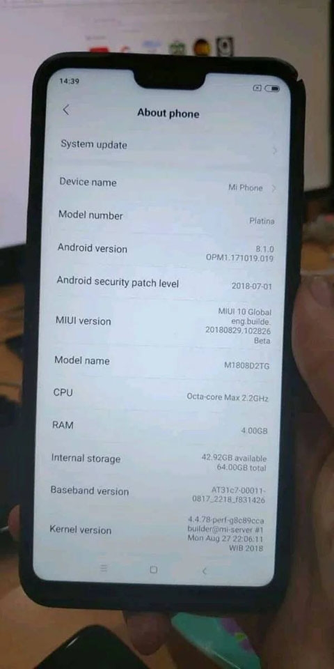 Xiaomi Mi 8 Youth lộ anh thực tế (ảnh 1) Xiaomi Mi 8 Youth lộ anh thực tế (ảnh 1)