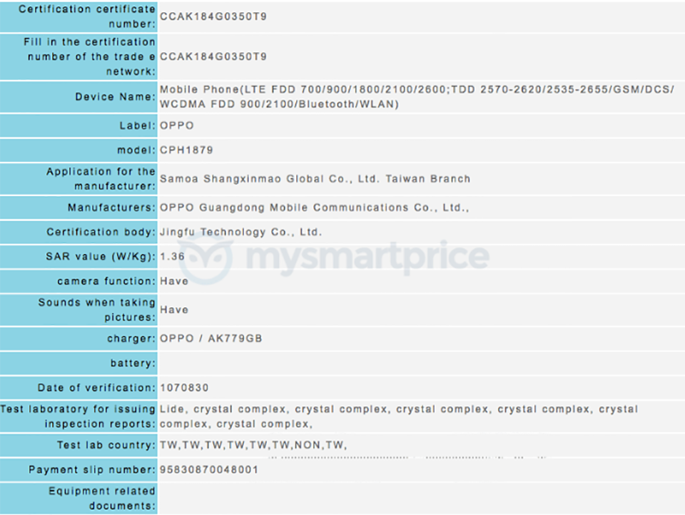 OPPO CPH1879 lộ diện (ảnh 3) OPPO CPH1879 lộ diện (ảnh 3)