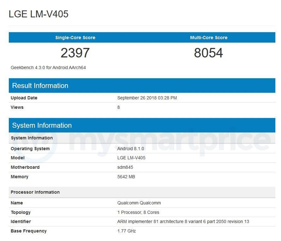 LG V40 ThinQ xuất hiện trên Geekbench