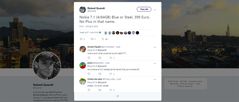 Rò rỉ giá Nokia 7.1