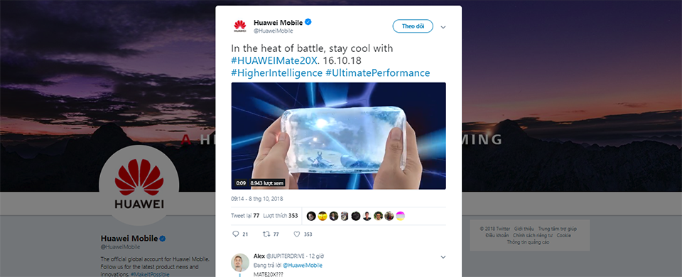 Huawei sắp ra mắt smartphone chơi game Mate 20X Huawei sắp ra mắt smartphone chơi game Mate 20X