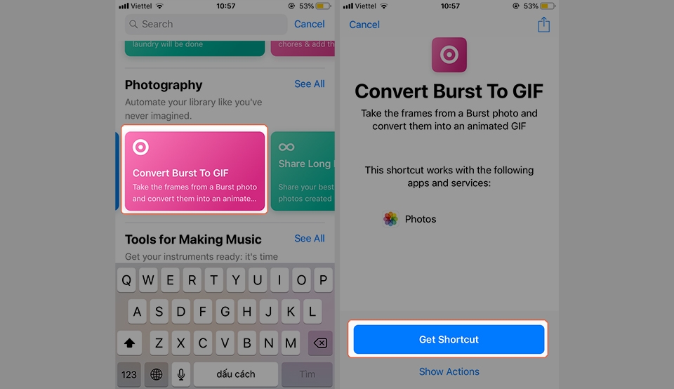 Tạo ảnh động GIF trên iPhone cực kì đơn giản với Siri Shortcuts (Ảnh 3) Tạo ảnh động GIF trên iPhone cực kì đơn giản với Siri Shortcuts (Ảnh 3)