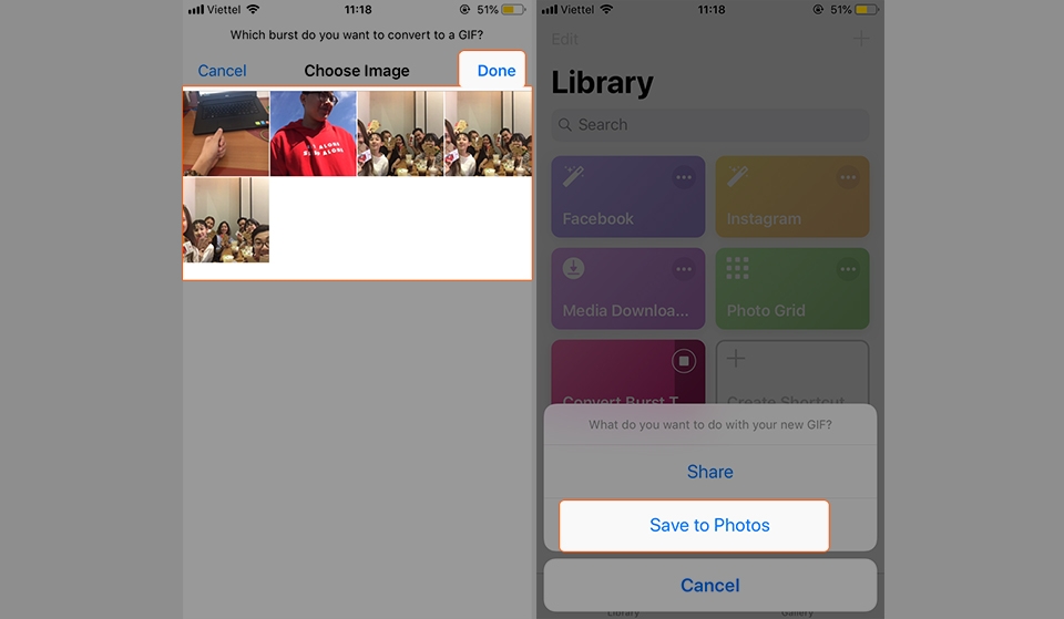 Tạo ảnh động GIF trên iPhone cực kì đơn giản với Siri Shortcuts (Ảnh 5) Tạo ảnh động GIF trên iPhone cực kì đơn giản với Siri Shortcuts (Ảnh 5)