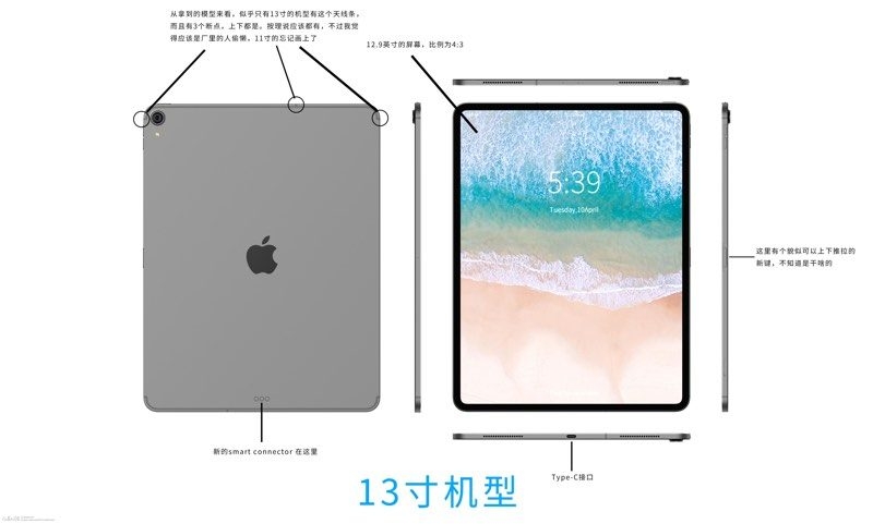 Rò rỉ kích thước của iPad Pro 2018 4 Rò rỉ kích thước của iPad Pro 2018 4