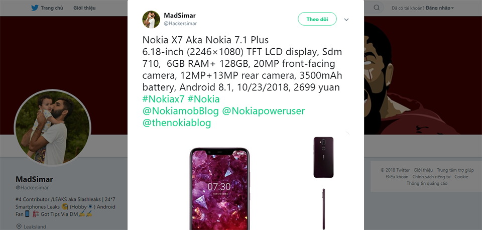 Nokia 7.1 Plus lộ thông tin Nokia 7.1 Plus lộ thông tin