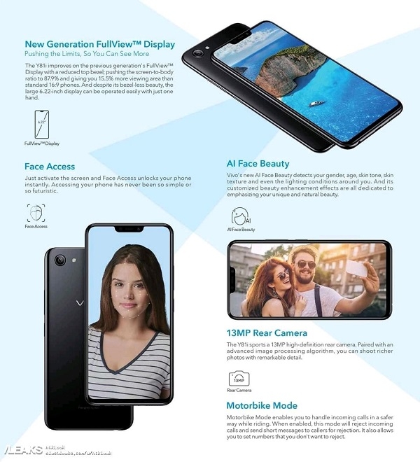 Vivo Y81i lộ tất tần tật: Màn hình tràn cạnh, nhận diện khuôn mặt, giá 3.1 triệu