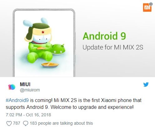 Mi Mix 2S sẽ là smartphone Xiaomi đầu tiên được nâng cấp Android 9.0 Pie (ảnh 1)