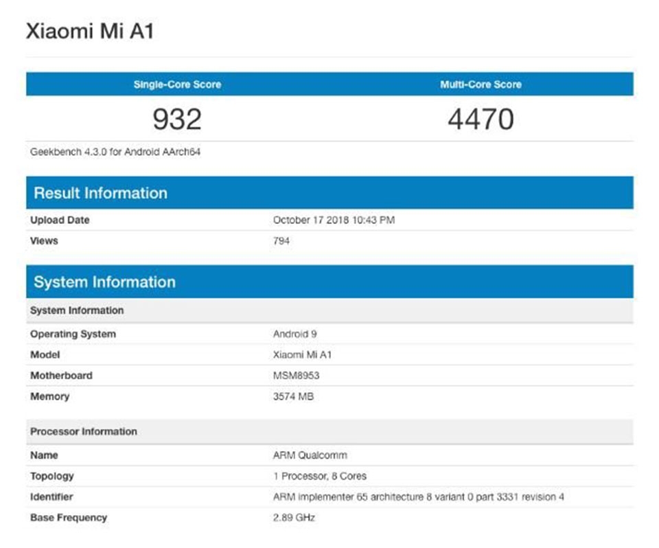 Xiaomi Mi A1 sẵn sàng nâng cấp lên Android Pie
