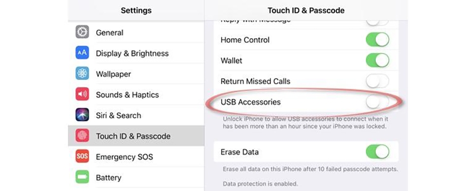Tính năng USB Restricted Mode