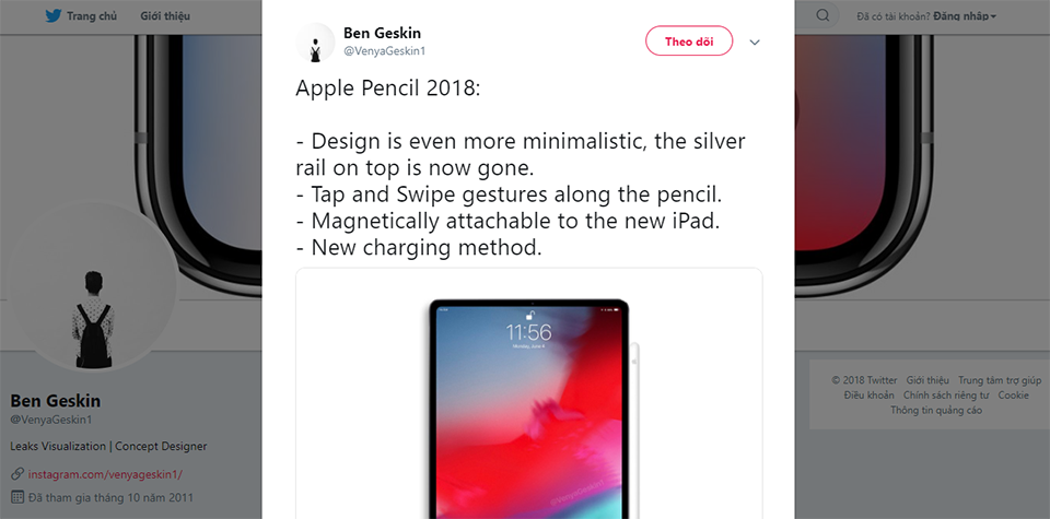 Apple Pencil 2 sẽ hỗ trợ cử chỉ trên iPad Pro 2018 (ảnh 1)